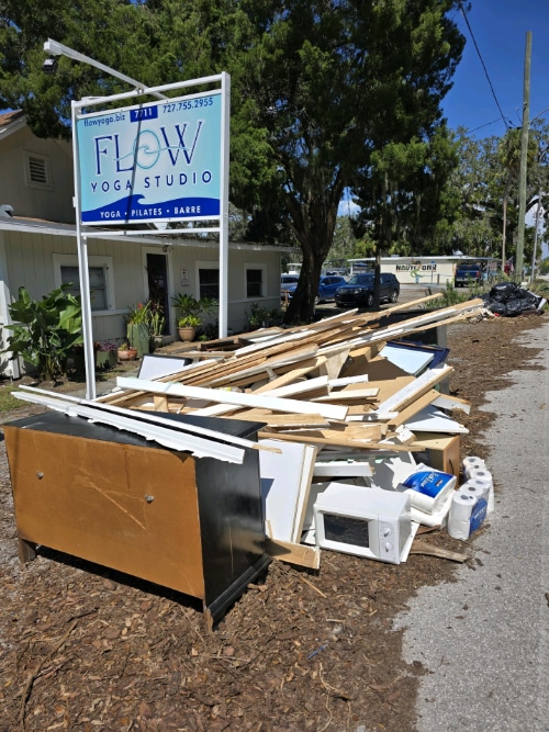 flood damage at flow yoga, cool river massage